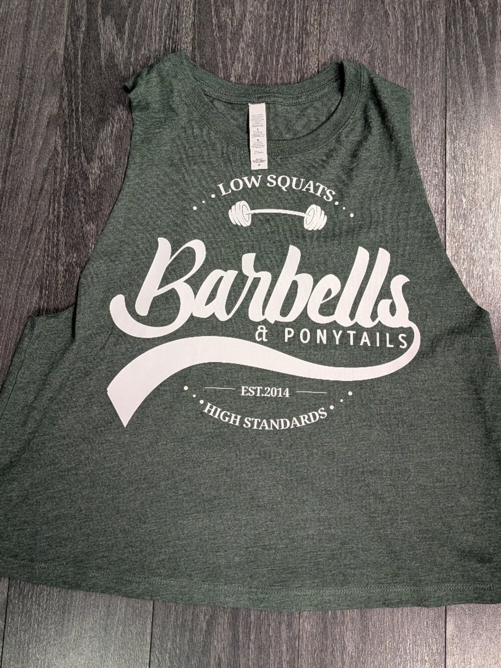 Barbells And Ponytails Racer Crop "Logo" Tank Top Sz M NEW